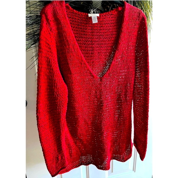 Chicos size 3 red knit sweater - Picture 2 of 12